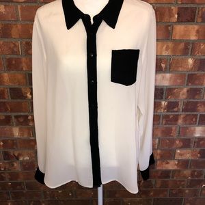 Guess XL black/cream sheer shirt
